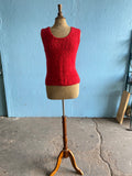 80-90's Red knit tank top with back buttons