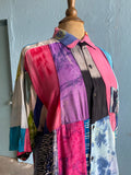90's tie-dye color block button down shirt