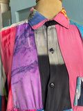 90's tie-dye color block button down shirt