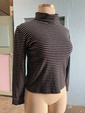 90's Black pin striped turtleneck long sleeve