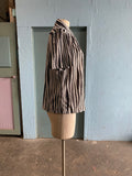 70-80's White and black stripe and polka dot button down shirt