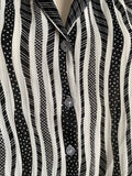 70-80's White and black stripe and polka dot button down shirt