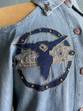 Epic 80-90's Denim western long sleeve shirt with cut out shoulders