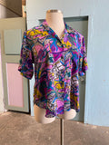 90's Purple funky abstract button down plus size shirt