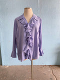 90's Periwinkle Plus size Ruffle top with ruffle bell sleeves