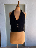 90's black velour halter vest top