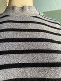 90's Black & Grey striped mock neck top