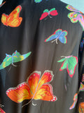 Y2K Sheer Black Plus size ruffle butterfly bell sleeve top