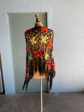 Y2K Black knitted floral poncho