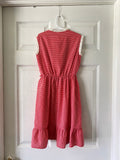 70-80's Red grid dress with ruffle trim