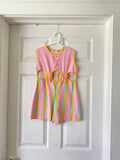 60-70's Pastel candy striped romper with midriff cut outs. Kid size
