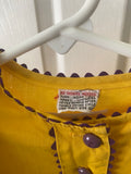 70's Mustard yellow, purple and red color block dress