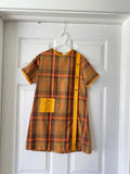 60-70's Mini Mod brown and orange plaid dress. Kid size