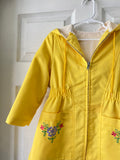 70's Sears Yellow coat with floral embroidery and hoodie