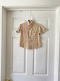 70-80's Lee tan button down with rainbow plaid