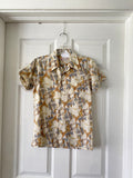 70's Ivory short sleeve button down shirt with a butterfly print