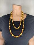 70-80's Vintage brown and yellow long beaded necklace