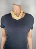 80-90's Ivory and wooden toned beaded twist choker statement necklace