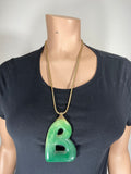 Big B faux jade initial necklace