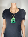 Big B faux jade initial necklace