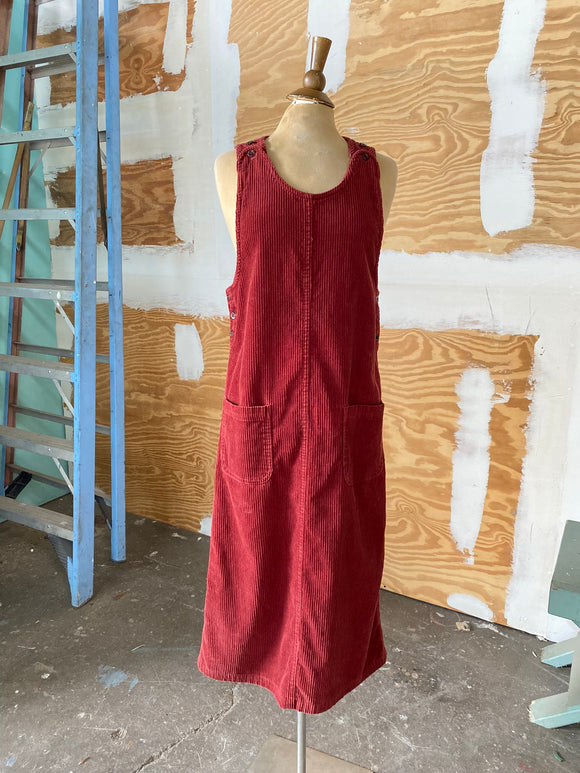 90's Rust corduroy jumper maxi dress