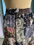 90's floral patchwork skirt with front slit