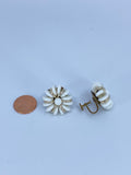 60-70's White daisy back screw earrings
