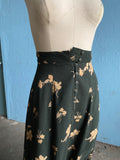 90's Forest Green button down skirt with front  slit