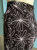 90's-Y2K Black bias cut midi skirt with white daisy print