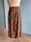 90's Sage green floral button down skirt