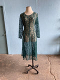 90’s Forest Green all laced long sleeve dress