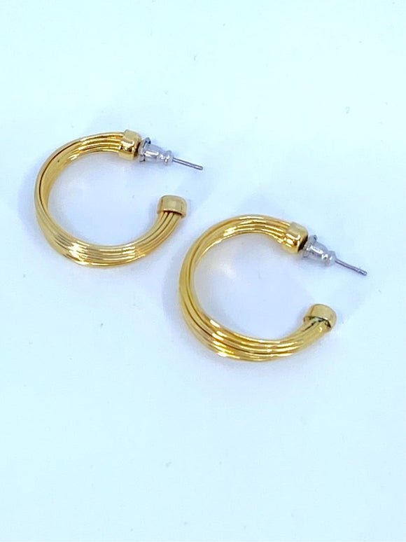 80-90's half hoop gold tone pierced earrings