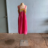 70-80's Pink strappy house dress