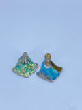 Mexican abalone fan pierced earrings