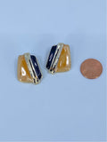 80-90’s Peachy silver & black stud pierced earrings