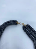 80-90’s Blue and black beaded layered choker necklace