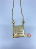 80-90's big square shaped pendant necklace