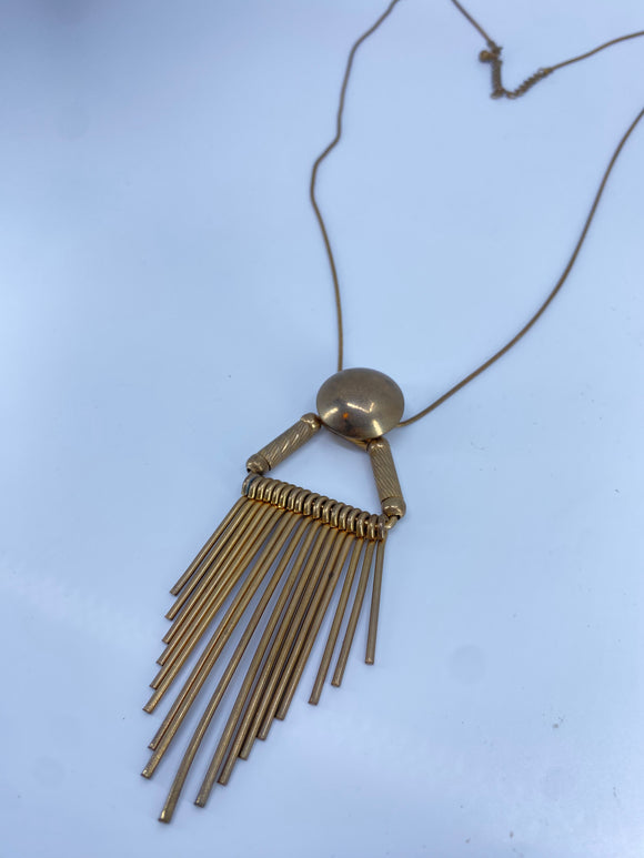 Long Brass metal tassel pendant necklace
