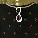 Y2K Black Plus Size tee 3/4 sleeves w/cherry print