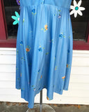 1970's Blue pleated Daisy Dress.