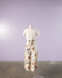 1990's Ivory floral button down maxi dress