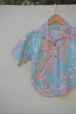 1990's Pastel Leopard and tropical jungle print button down.