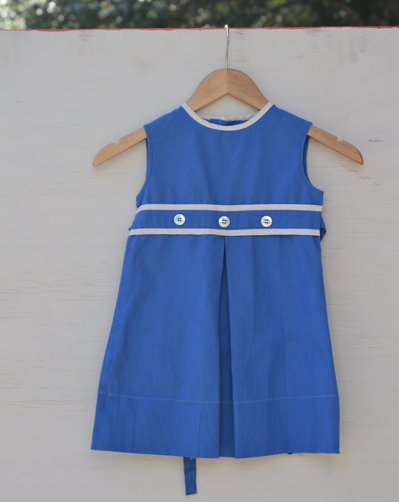 1970's Blue & White sleeveless mod dress