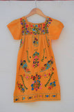 1970's Mustard Yellow Mexican embroidered dress