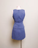 Y2K blue grey sleeveless 2 pc mini skirt set with front slit