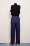 1990's Navy blue and red striped high waist pants