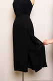 Ferrenti Black midi skirt with front slits