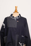 1990's Black & Grey cropped abstract color block light jacket with pockets