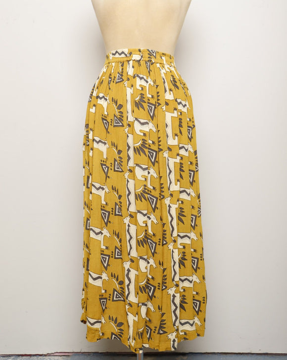 Y2K Chico's Mustard yellow southwestern maxi skirt
