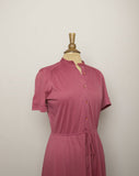 1970's Mauve pink mandarin collar short sleeve dress